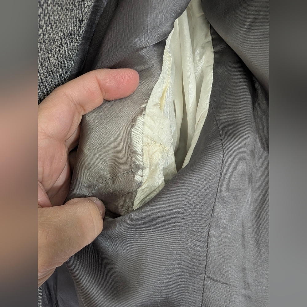 YSL Pour Homme Wool Blazer 42R Gray Herringbone Made France Quiet Luxury - Picture 4 of 11